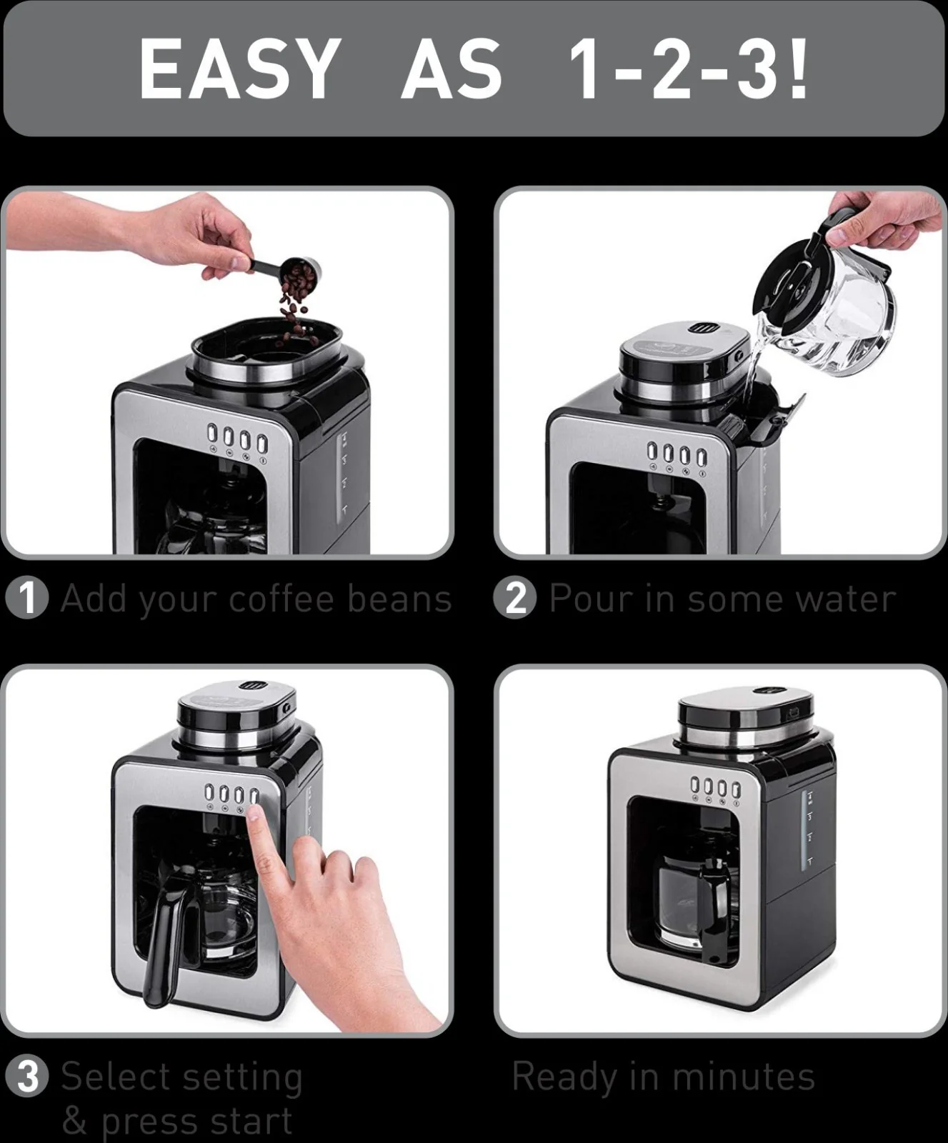 Hanabishi 2IN1 Grinder And Coffee Maker HGRCM2IN1 - Image 3